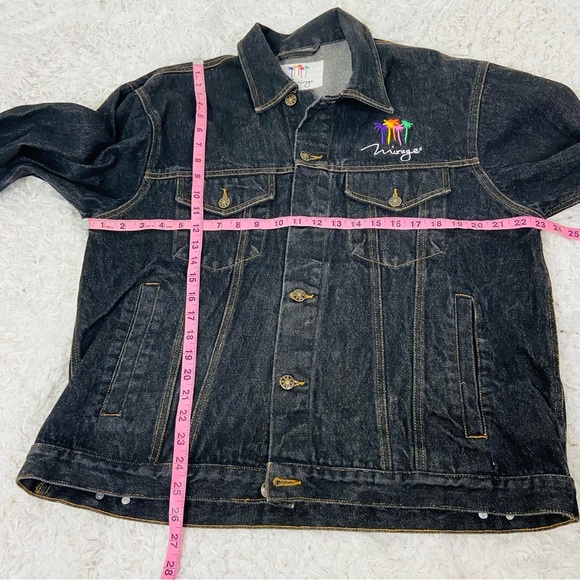 Mirage oversized dark Denim cotton embroidered colorful palm trees Jacket SZ L - Picture 14 of 14